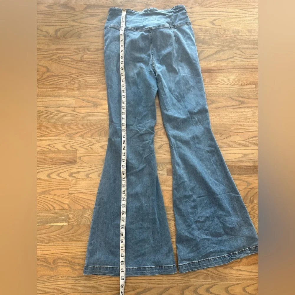 Free People We The Free Denim Crisscross Waist, Flared Bell Bottom Jeans - Picture 7 of 9